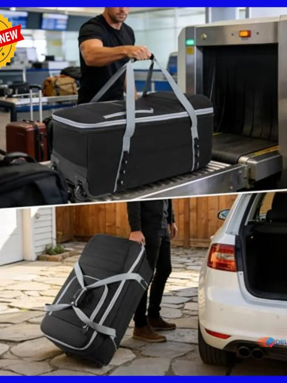 Infant Car Seat Travel Bag with Wheels, Padded Carrier for Airport Gate Check